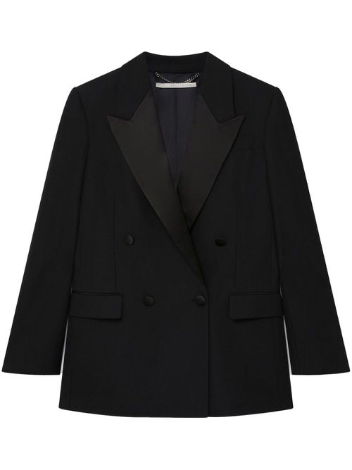 Tuxedo satin-lapels wool blazer - Black