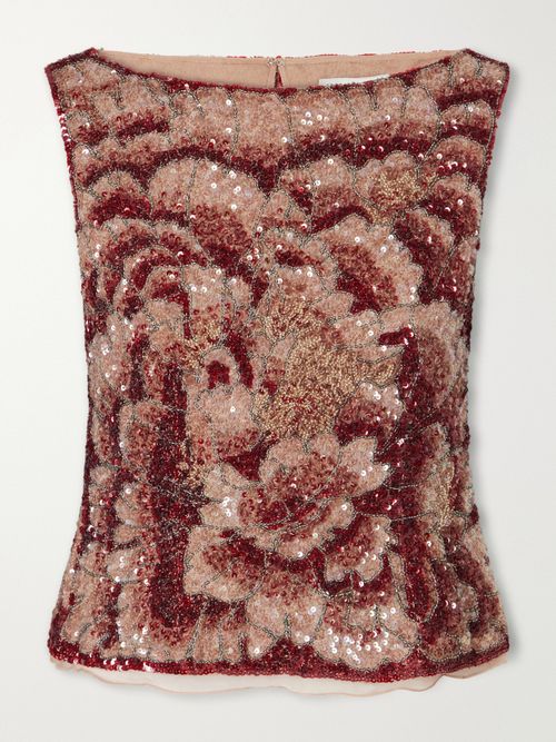 Sequin-embellished Blouse - Red