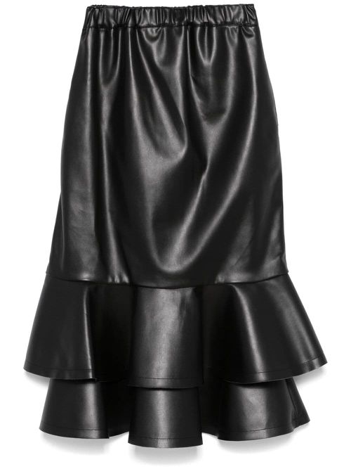 Ruffle-hem midi skirt - Black