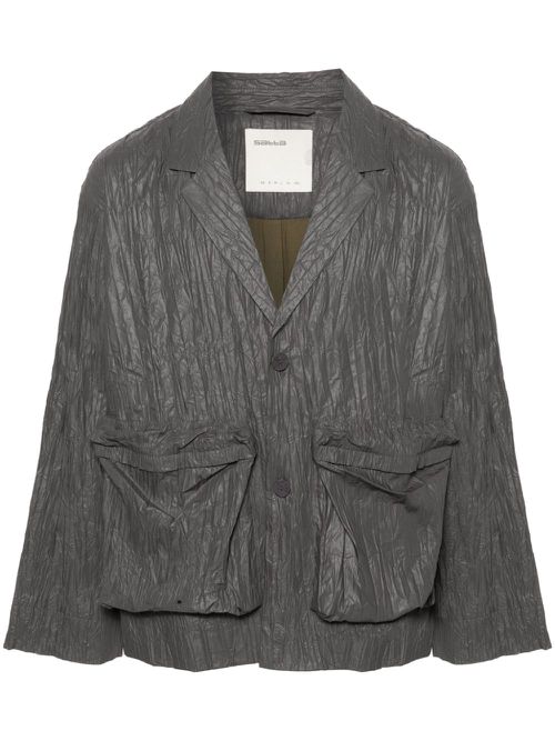 Crinkle single-breasted blazer - Grey