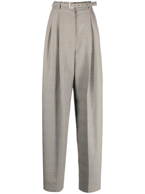 Glen plaid wide-leg trousers - Neutrals
