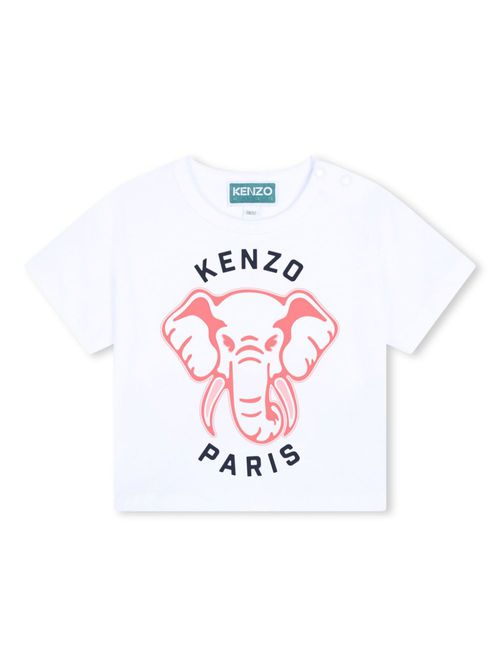 Elephant-print organic cotton T-shirt - White