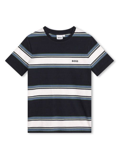 Stripe-print cotton T-shirt - Blue