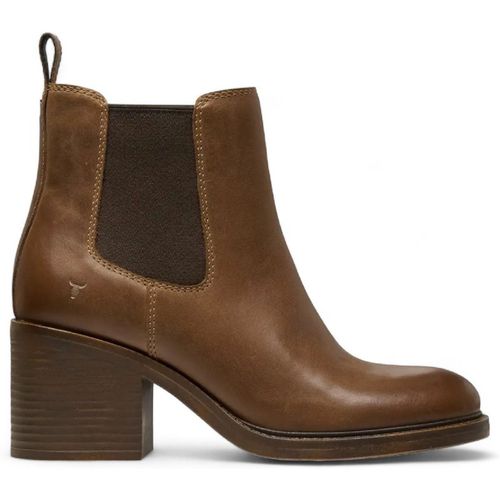 Classic Slip On Block Heel Leather Chelsea Ankle Boots