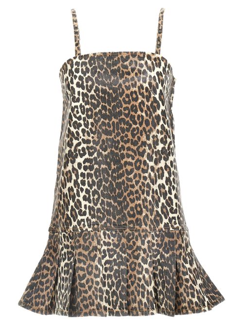 Leopard Print Organic Denim Dress — Multi
