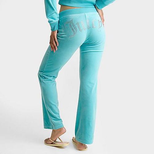 Women's OG Big Bling Velour Track Pants in Teal