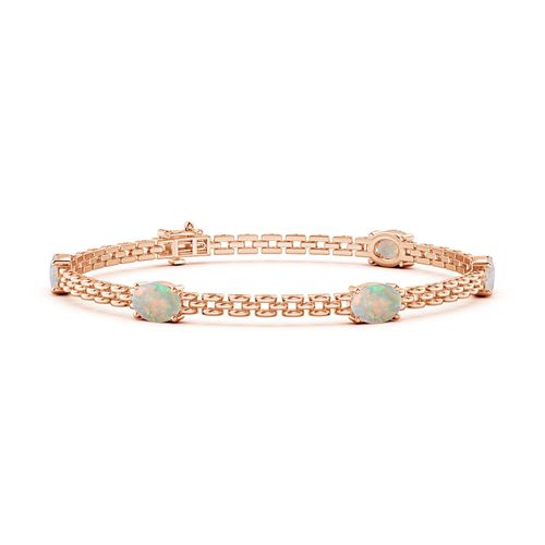 Angara 2.25 Carats Five Stone Oval Opal Station Link Bracelet in 14K Rose Gold