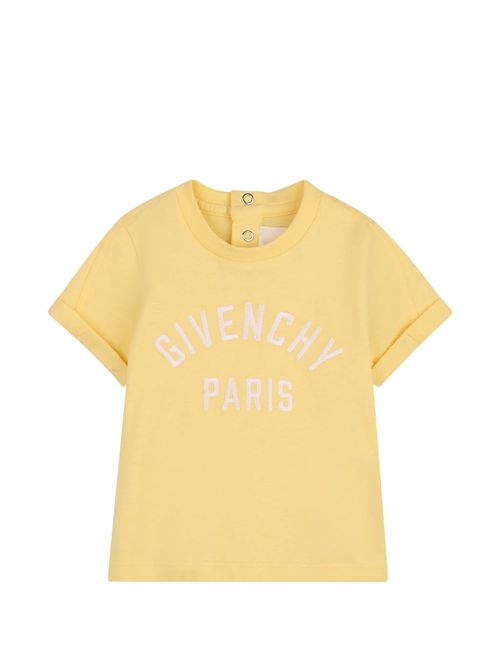 Kids' Embroidered Logo Neck T-shirt with Snap Button Closure