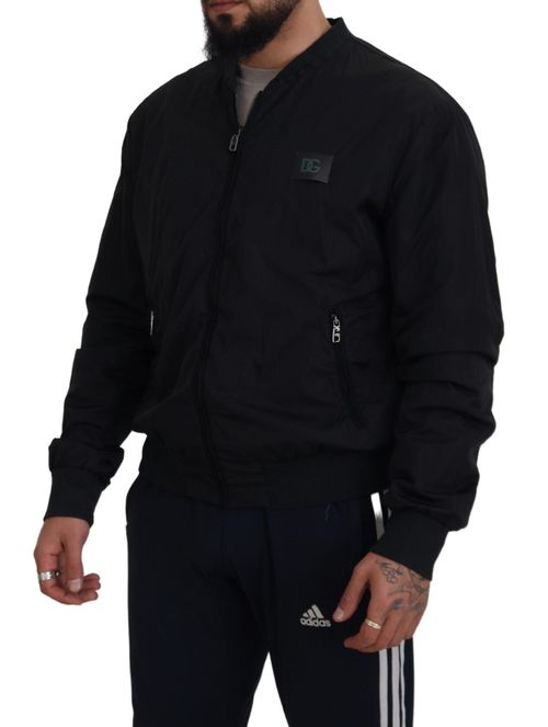Nylon Logo Bomber Jacket — Black