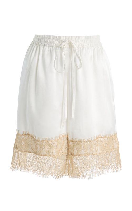Exclusive Whisper Lace-Trimmed Silk-Blend Shorts - Moda Operandi