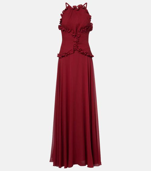 Ruffled silk georgette gown