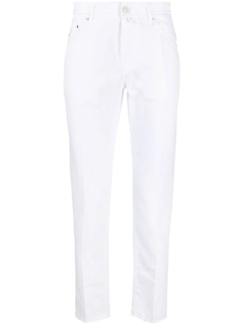Mid-Rise Slim-Cut Jeans — White