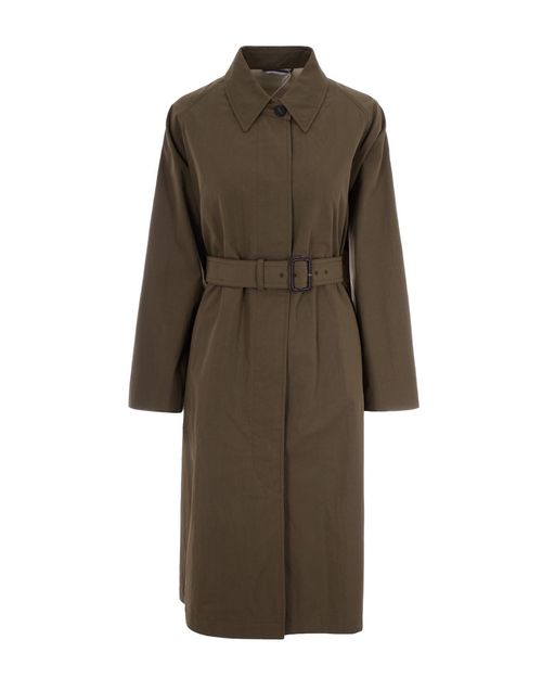 Green Shirt Collar Trench Coat