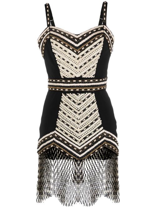 Embellished fringed minidress - Black