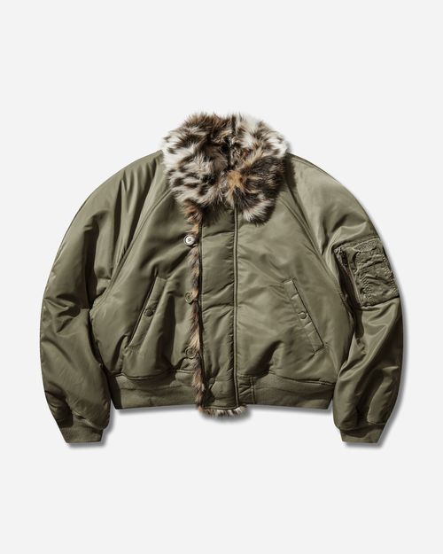 Exaggerated Shoulder Fur N2B Jacket Olive