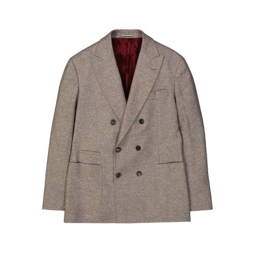 Double-Breasted Wool Blazer — Beige