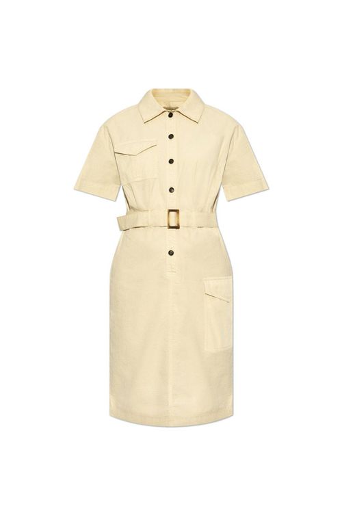 Button Detailed Belted Dress