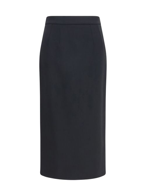 Stretch Wool Pencil Skirt — Black