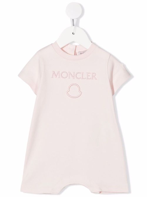 Embroidered-logo romper - Pink