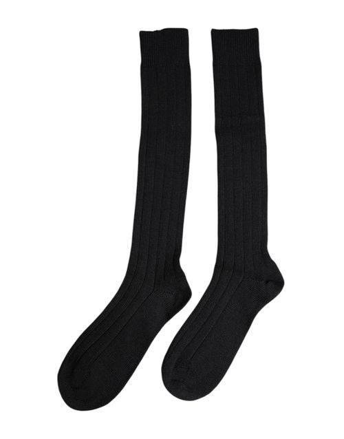 Black Dg Logo Print Over The Calf Socks Wool Pc Nylon Elastane Clothing
