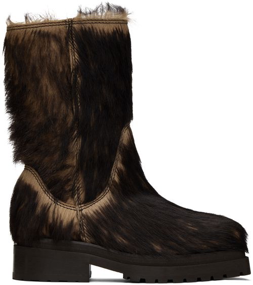 Eckhaus Latta Brown & Black Stacked Fur Boots