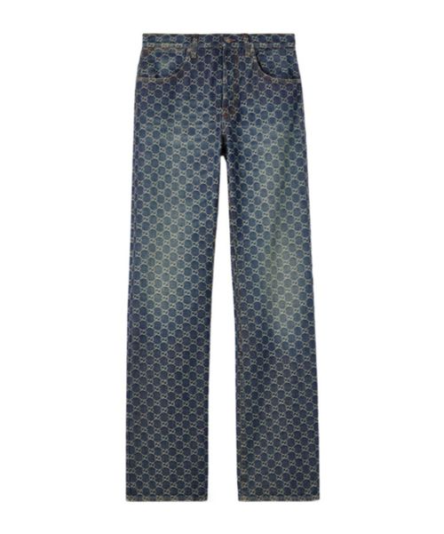 GG cotton denim jacquard pants
