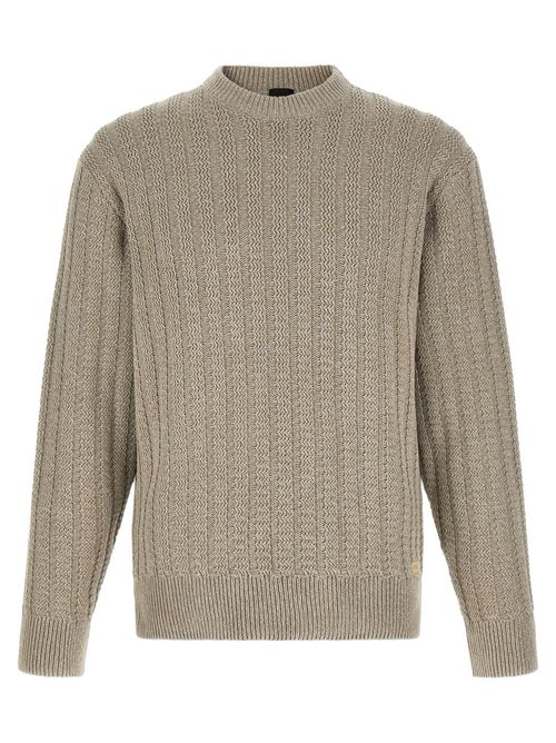 Three-Dimensional Jacquard Cotton Sweater — beige