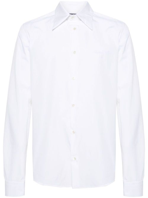 Logo-embroidered cotton shirt - White