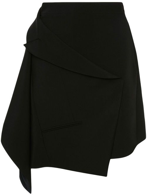 Asymmetric wrap-skirt - Black