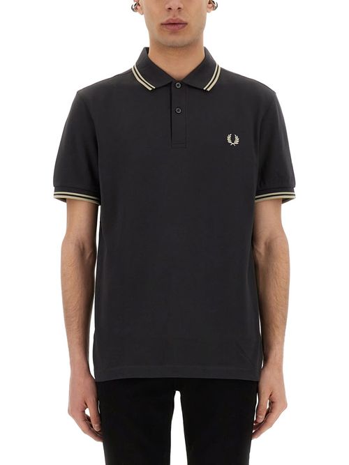 Cotton Pique Polo Shirt With Double Stripe