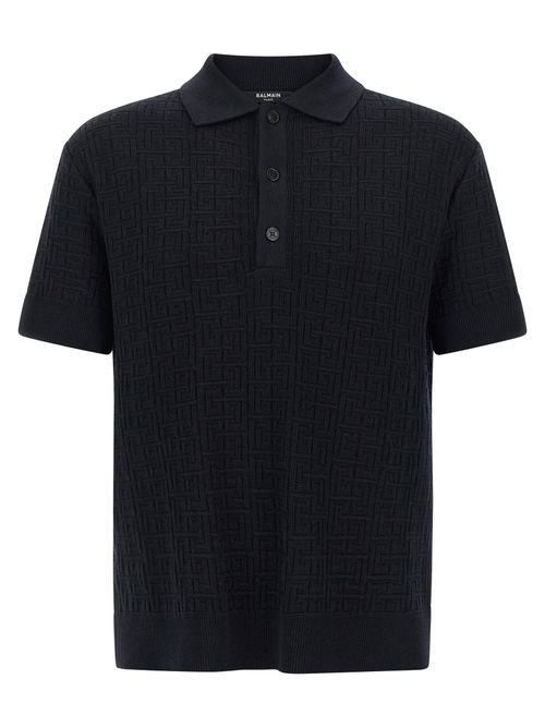 Monogram Knit Polo Shirt — Black