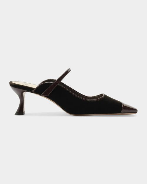 60mm Tita Wave Velvet Mule Pumps