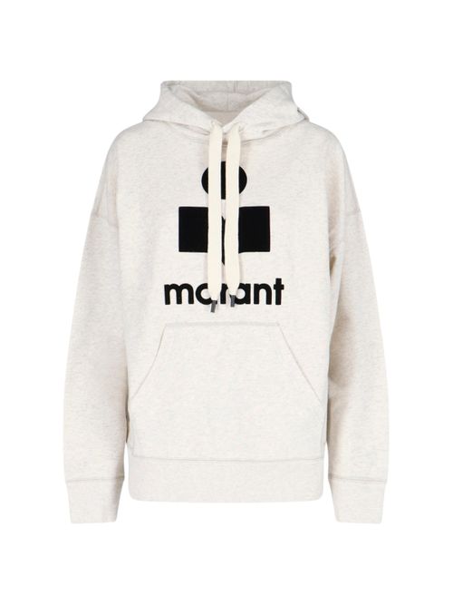 Women's Cotton-Blend Flocked Sweatshirt with Drawstring Hood