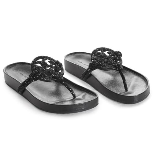 Tory Burch Miller Cloud Knotted Pave Sandals (Black, US Footwear