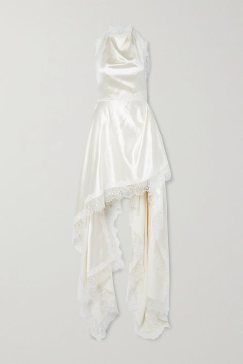 Carrie Lace-trimmed Wool And Silk-blend Charmeuse Gown