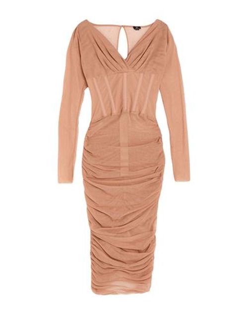 Elisabetta Franchi Woman Midi dress Sand Size 8 Cotton, Elastane