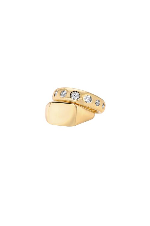 MEGA The Signet Pinky Stack in 14k Gold Plated - Metallic Gold.  7 also in