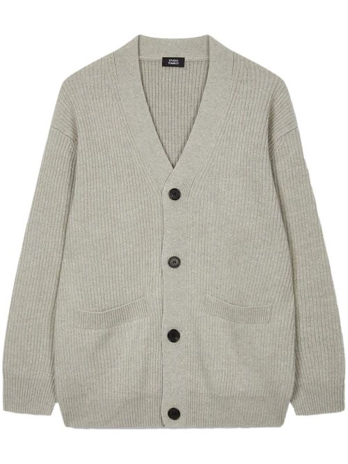 Ribbed-knit cardigan - Grey