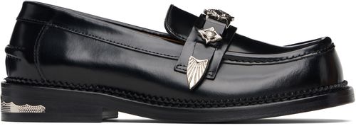 Black Polished Leather Loafers