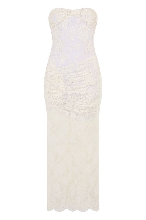 Long Lace Dress with Heart Neckline
