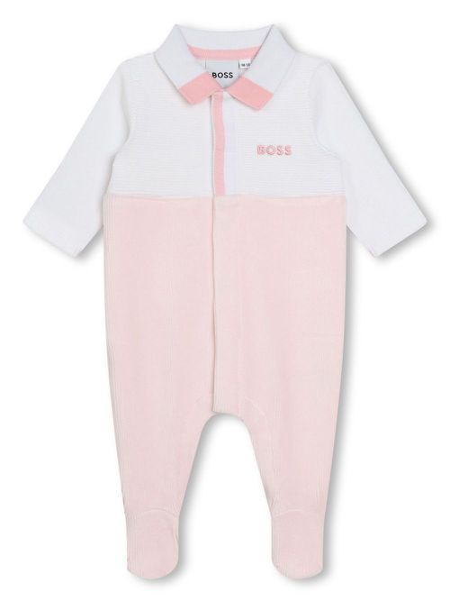 Logo-embroidered ribbed velvet pajamas - Pink