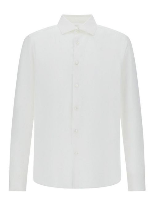 Long-Sleeved White Linen Shirt