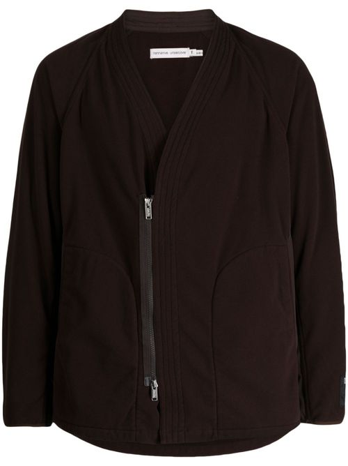 V-neck zip-up jacket - Brown