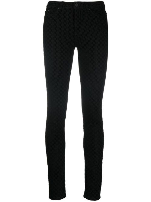 Logo-flock skinny jeans - Black