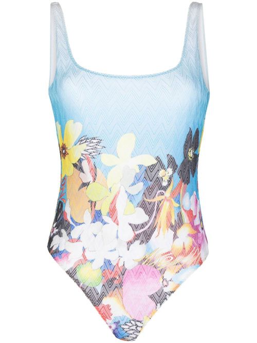 Floral-print U-neck bodysuit - Multicolour