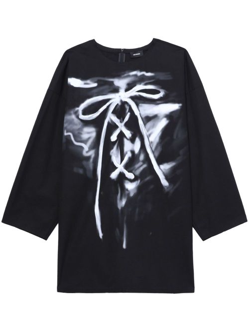 Painterly-print cotton T-Shirt - Black