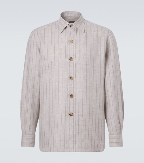 Striped linen and wool shirt