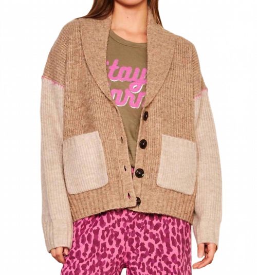 Shawl Collar Cardigan In Taupe