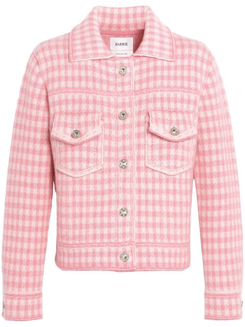 Gingham cashmere-blend jacket - Pink
