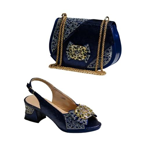 Womens Rhinestone Peep Toe High Heel Shoes and Matching Bag Set for Party Yellow